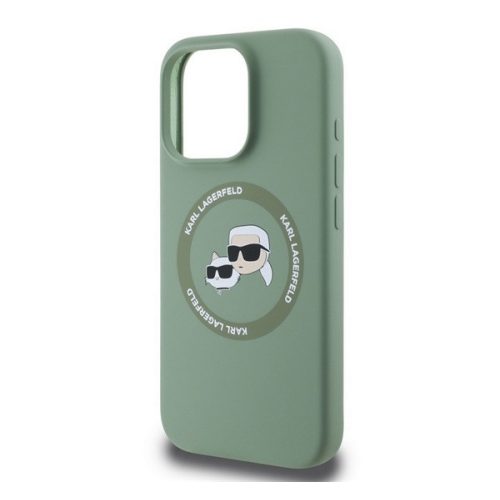 KARL LAGERFELD LIQUID SILICONE K&CH HEADS MAGSAFE szilikon telefonvédő (ütésállóság, MagSafe) SÖTÉTZÖLD