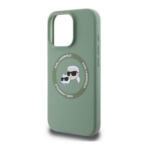 KARL LAGERFELD LIQUID SILICONE K&CH HEADS MAGSAFE szilikon telefonvédő (ütésállóság, MagSafe) SÖTÉTZÖLD