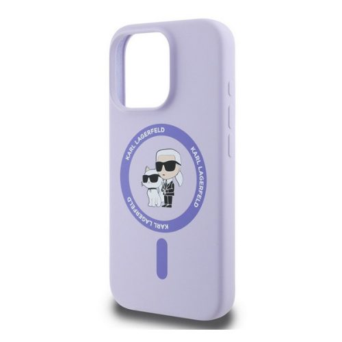 KARL LAGERFELD LIQUID SILICONE KARL AND CHOUPETTE MAGSAFE szilikon telefonvédő (ütésállóság, MagSafe) LILA