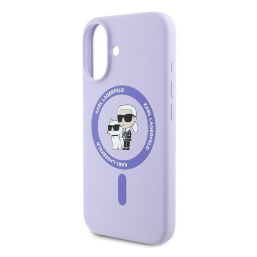 KARL LAGERFELD LIQUID SILICONE KARL AND CHOUPETTE MAGSAFE szilikon telefonvédő (ütésállóság, MagSafe) LILA