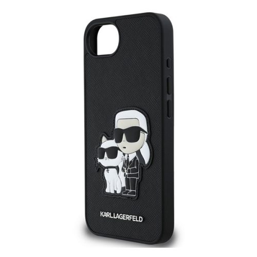KARL LAGERFELD PU SAFFIANO KARL AND CHOUPETTE szilikon telefonvédő (ütésállóság, bőr hatású hátlap, 3D) FEKETE