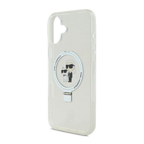 KARL LAGERFELD RINGSTAND KARL AND CHOUPETTE MAGSAFE szilikon telefonvédő (ütésállóság, MagSafe, kitámasztó) FEHÉR