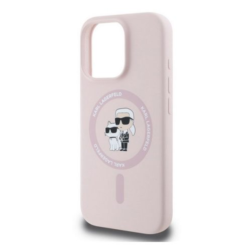 KARL LAGERFELD LIQUID SILICONE KARL AND CHOUPETTE MAGSAFE szilikon telefonvédő (ütésállóság, MagSafe) RÓZSASZÍN