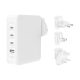 BELKIN BOOST CHARGE PRO utazó töltő USB+3 Type-C aljzat (140W, GaN, gyorstöltés, EU, UK, US) FEHÉR