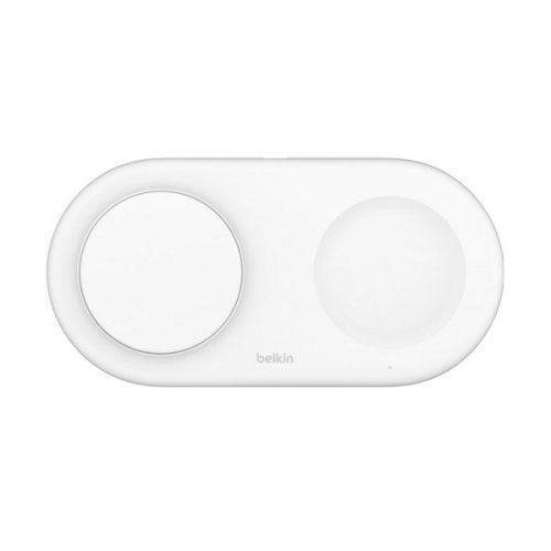 BELKIN asztali töltő 2in1 (15W, gyorstöltő, wireless, Magsafe, Apple Airpods töltő, Qi2 szabvány) FEHÉR