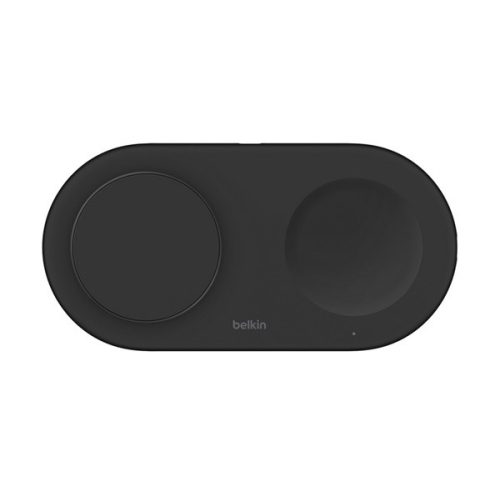 BELKIN asztali töltő 2in1 (15W, gyorstöltő, wireless, Magsafe, Apple Airpods töltő, Qi2 szabvány) FEKETE