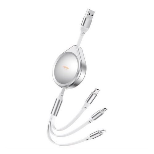 REMAX DRIP adatkábel 3in1 (USB - lightning/Type-C/microUSB, 2.4A, 15W, gyorstöltő, 100cm) EZÜST