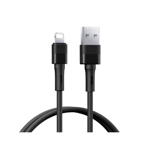 REMAX LEYA adatkábel (USB - lightning, 2.4A, gyorstöltő, 100cm) FEKETE