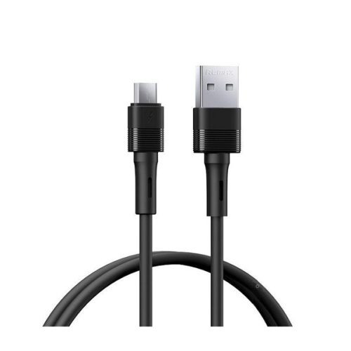 REMAX LEYA adatkábel (USB - microUSB, 2.4A, gyorstöltő, 100cm) FEKETE