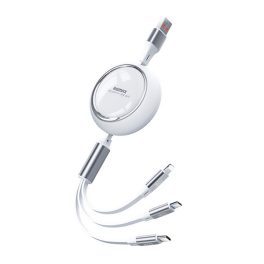   REMAX LINON adatkábel 3in1 (USB - Type-C/lightning/microUSB, 2.4A, 66W, gyorstöltő, 100cm) FEHÉR