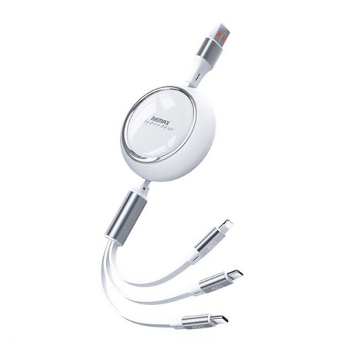 REMAX LINON adatkábel 3in1 (USB - Type-C/lightning/microUSB, 2.4A, 66W, gyorstöltő, 100cm) FEHÉR