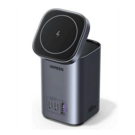   UGREEN asztali töltő 2 USB+Type-C (65W, wireless, gyorstöltő, mágneses) FEKETE