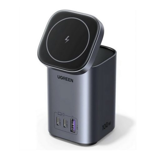 UGREEN asztali töltő 2 USB+Type-C (65W, wireless, gyorstöltő, mágneses) FEKETE