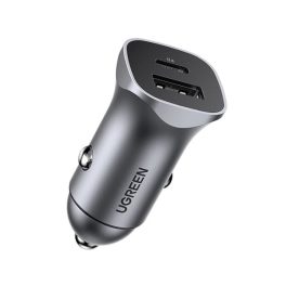   UGREEN CD130 autós töltő USB+Type-C aljzat (24W, gyorstöltő) SÖTÉTSZÜRKE