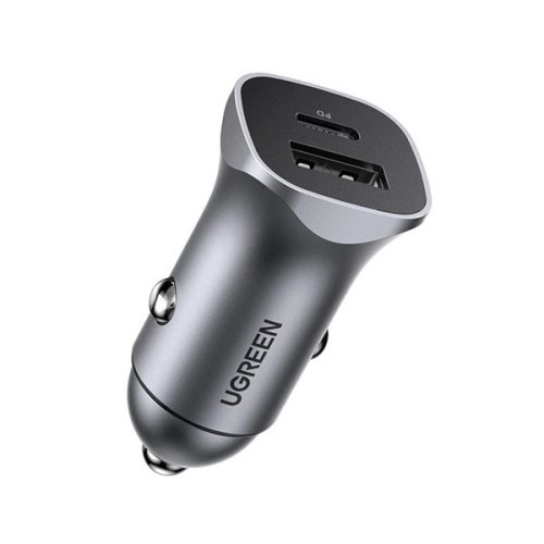 UGREEN CD130 autós töltő USB+Type-C aljzat (24W, gyorstöltő) SÖTÉTSZÜRKE
