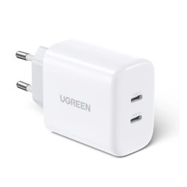   UGREEN CD243 hálózati töltő 2 Type-C aljzat (40W, PD gyorstöltő 3.0) FEHÉR