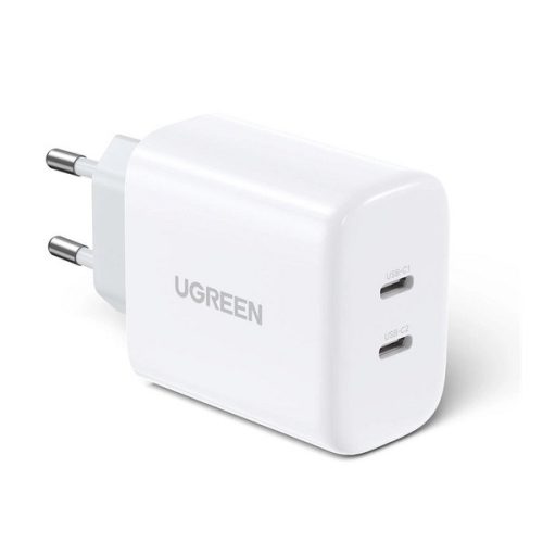 UGREEN CD243 hálózati töltő 2 Type-C aljzat (40W, PD gyorstöltő 3.0) FEHÉR