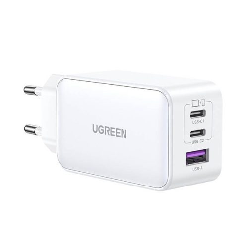 UGREEN CD244 hálózati töltő 2 Type-C/USB aljzat (65W, GaN, PD gyorstöltő 4.0) FEHÉR