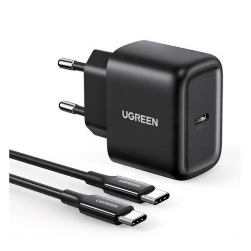 UGREEN CD250 hálózati töltő Type-C aljzat (25W, PD gyorstöltő + Type-C kábel) FEKETE