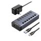 UGREEN CM481 Type-C HUB 7in1 (elosztó, 7 USB aljzat, 2A, 100cm) FEKETE