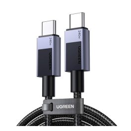   UGREEN L513 adatkábel (Type-C - Type-C, 240W, PD gyorstöltő 4.0, cipőfűző, 200cm) SÖTÉTSZÜRKE