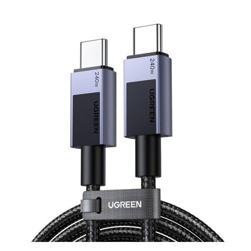 UGREEN L513 adatkábel (Type-C - Type-C, 240W, PD gyorstöltő 4.0, cipőfűző, 200cm) SÖTÉTSZÜRKE