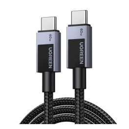   UGREEN L524 adatkábel (Type-C - Type-C, 60W, PD gyorstöltő, cipőfűző, 200cm) SÖTÉTSZÜRKE