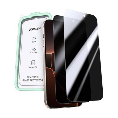 UGREEN SP651 képernyővédő üveg (betekintés ellen, 0.33mm, 9H + segédkeret) FEKETE