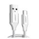 UGREEN US288 adatkábel (USB - Type-C, 3A, gyorstöltő 3.0, 25cm, cipőfűző) FEHÉR