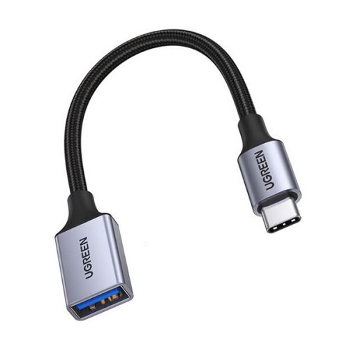 UGREEN US378 adapter kábel (USB aljzat - Type-C, OTG, 15cm, cipőfűző) FEKETE