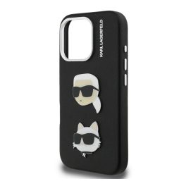 KARL LAGERFELD GRAINED PU K&CH HEADS szilikon telefonvédő (ütésállóság, bőr hatású hátlap, 3D) FEKETE   KARL LAGERFELD GRAINED PU K&CH HEADS szilikon telefonvédő (ütésállóság, bőr hatású hátlap, 3D) FEKETE