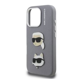 KARL LAGERFELD GRAINED PU K&CH HEADS szilikon telefonvédő (ütésállóság, bőr hatású hátlap, 3D) VILÁGOSSZÜRKE   KARL LAGERFELD GRAINED PU K&CH HEADS szilikon telefonvédő (ütésállóság, bőr hatású hátlap, 3D) VILÁGOSSZÜRKE