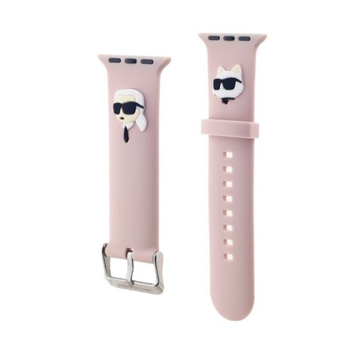 KARL LAGERFELD KARL AND CHOUPETTE HEAD NFT pótszíj (egyedi méret, nagy, szilikon, fém csat) RÓZSASZÍN
