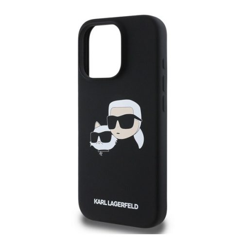 KARL LAGERFELD LIQUID SILICONE DOUBLE HEADS MAGSAFE szilikon telefonvédő (ütésállóság, MagSafe) FEKETE