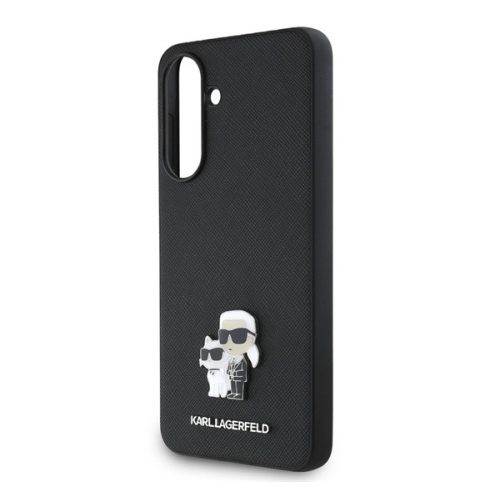 KARL LAGERFELD PU SAFFIANO KARL AND CHOUPETTE szilikon telefonvédő (ütésállóság, bőr hatású hátlap, 3D) FEKETE