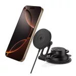 SPIGEN ONETAP PRO4 autós tartó (műszerfalra, szélvédőre, mágneses, 360°, wireless, gyorstöltő, 15W) FEKETE