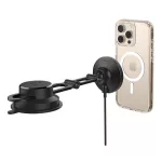 SPIGEN ONETAP PRO4 autós tartó (műszerfalra, szélvédőre, mágneses, 360°, wireless, gyorstöltő, 15W) FEKETE
