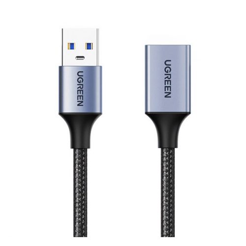 UGREEN US115 adatkábel hosszabbító (USB aljzat - USB, cipőfűző, 200cm) FEKETE