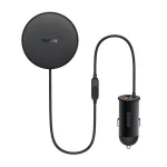 BASEUS CW01 autós tartó (szellőzőre, 15W, wireless, mágneses + autós töltő USB aljzat) FEKETE