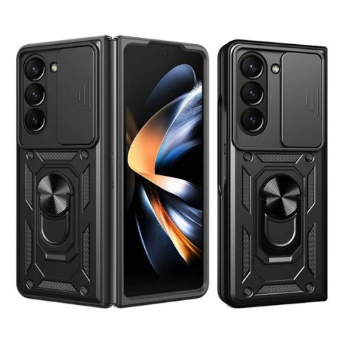 Defender szilikon telefonvédő (ütésállóság, tartógyűrű, kameravédő) FEKETE
