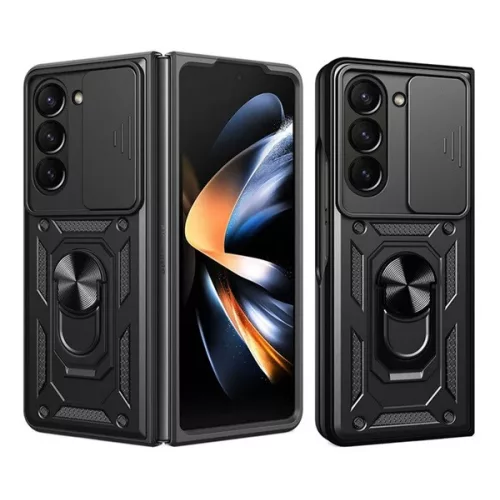 Defender szilikon telefonvédő (ütésállóság, tartógyűrű, kameravédő) FEKETE