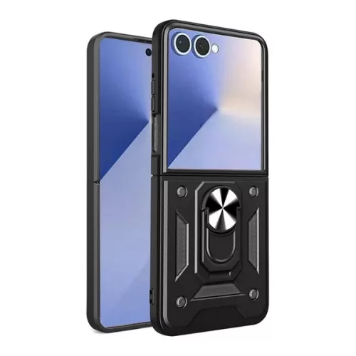 Defender szilikon telefonvédő (ütésállóság, tartógyűrű, kameravédő) FEKETE