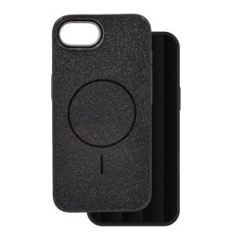 Szilikon telefonvédő (műanyag hátlap, kameravédő, MagSafe, csillogó) FEKETE   Szilikon telefonvédő (műanyag hátlap, kameravédő, MagSafe, csillogó) FEKETE