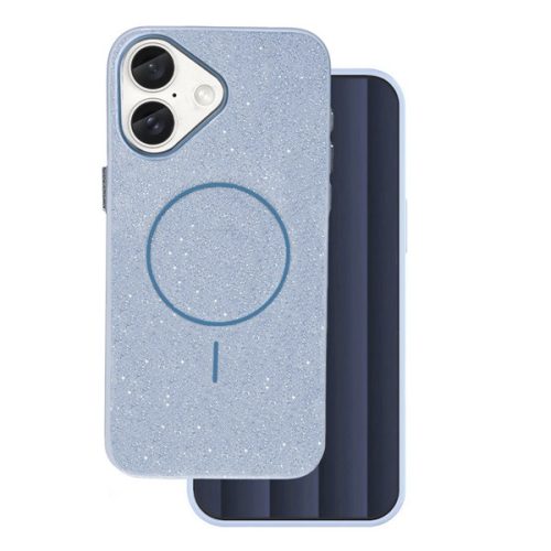 Szilikon telefonvédő (műanyag hátlap, kameravédő, MagSafe, csillogó) VILÁGOSKÉK