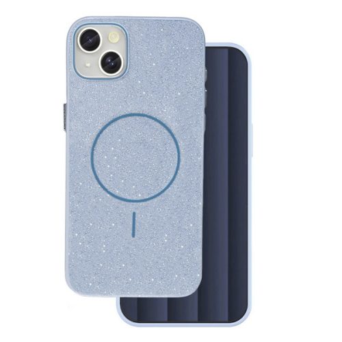 Szilikon telefonvédő (műanyag hátlap, kameravédő, MagSafe, csillogó) VILÁGOSKÉK