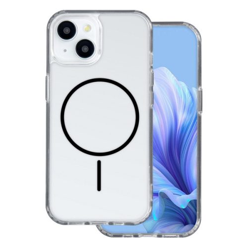 Szilikon telefonvédő (ultravékony, műanyag hátlap, MagSafe, légpárnás sarok) FEKETE