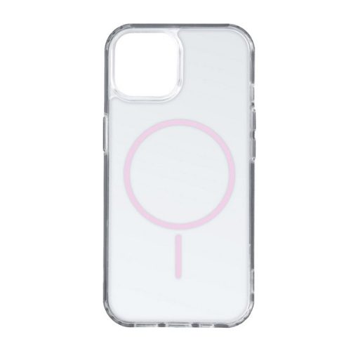 Szilikon telefonvédő (ultravékony, műanyag hátlap, MagSafe, légpárnás sarok) RÓZSASZÍN