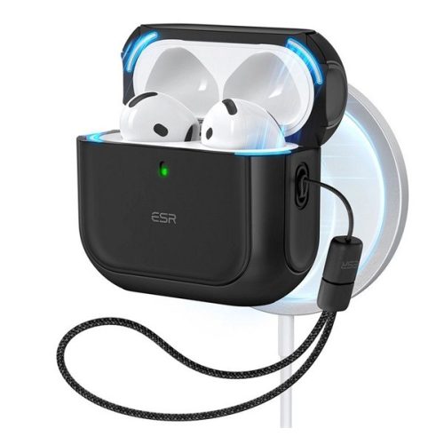 ESR ORBIT HALOLOCK műanyag tok (ütésállóság, kézpánt, MagSafe) FEKETE Apple AirPods 4