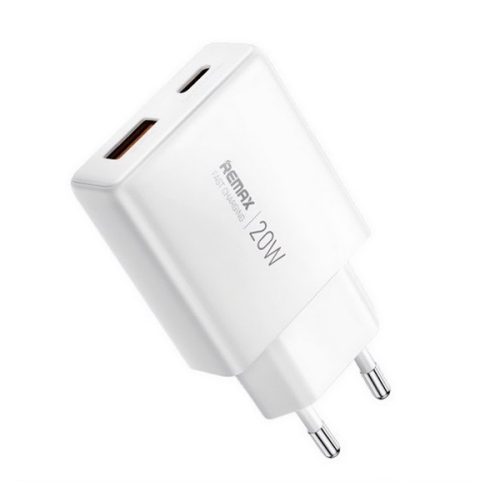 REMAX ULTRA THIN hálózati töltő USB-Type-C aljzat (20W, PD gyorstöltő, GaN, ultravékony) FEHÉR