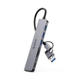   ORICO USB+Type-C HUB 8in2 (elosztó, 4 USB+Type-C+3.5mm jack+2 TF/SD kártya aljzat, 30cm) SÖTÉTSZÜRKE